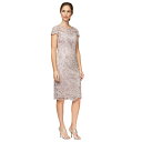 アレックスイブニングス レディース ワンピース トップス Short Embroidered Cap Sleeve Dress Rose
