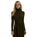 ラルフローレン レディース ワンピース トップス Tie-Front Turtleneck Sweater Dress Botanic Green