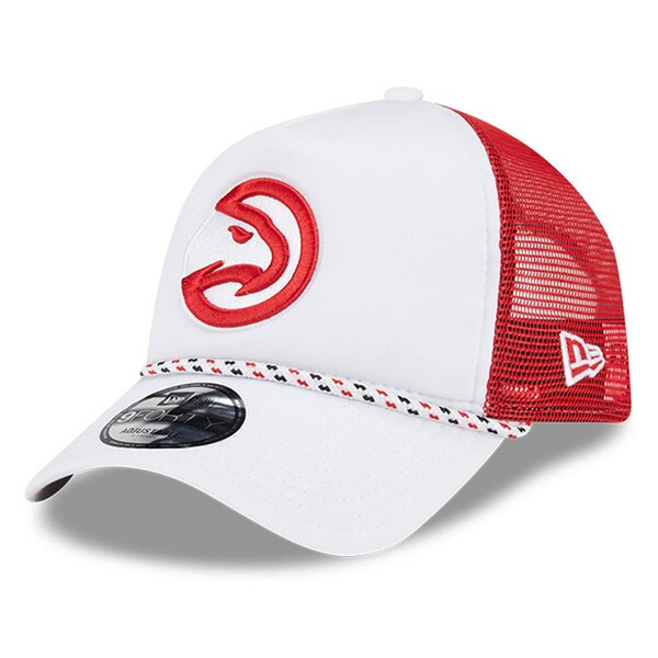 ニューエラ メンズ 帽子 アクセサリー Atlanta Hawks New Era Court Sport Foam AFrame 9FORTY Adjustable Trucker Hat White/Red