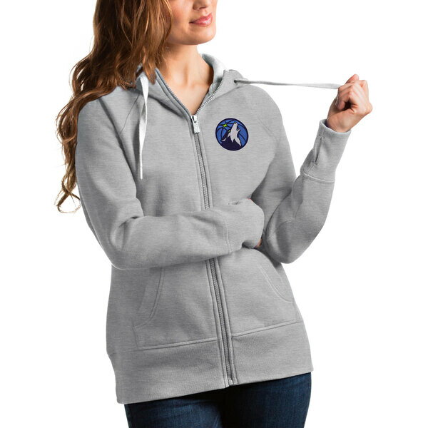 アンティグア レディース パーカー・スウェットシャツ アウター Minnesota Timberwolves Antigua Women's Victory FullZip Hoodie Heathered Gray