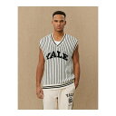 レ ドゥ メンズ サンダル シューズ YALE PINSTRIPE V NECK VEST UNISEX - Jumper - ivory/black