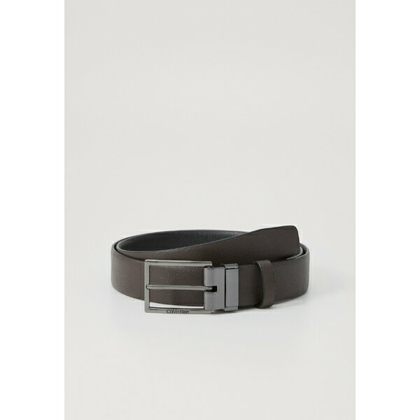 カルバンクライン メンズ ベルト アクセサリー MINIMAL FORMAL TEX - Belt - black caviar/brown caviar