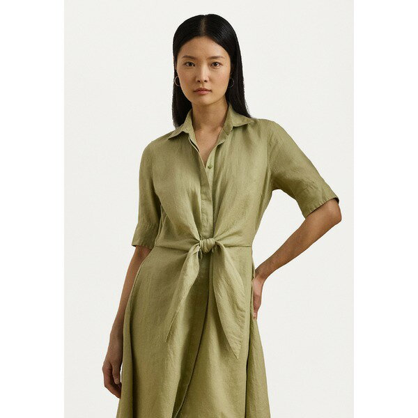 ラルフローレン レディース ワンピース トップス TIE FRONT LINEN SHIRTDRESS - Shirt dress - light olive