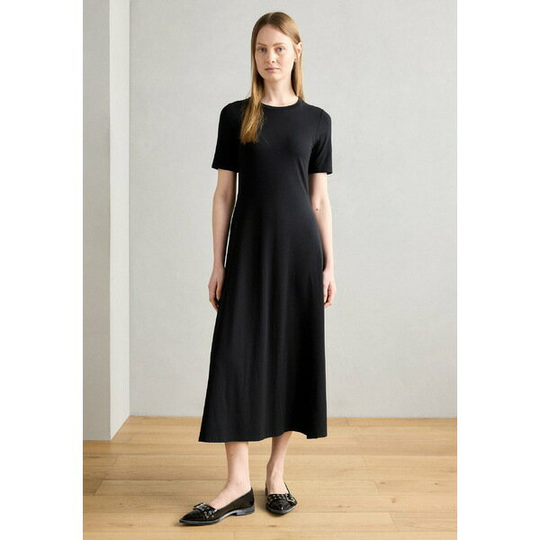 マルコポーロ レディース ワンピース トップス DRESS SHORT SLEEVE - Jersey dress - black