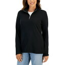 ケレンスコット レディース カットソー トップス Women's Cotton Zip-Neck Top, Created for Macy's Deep Black