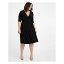  ǥ ԡ ȥåץ Plus Size Essential Wrap Dress with 3/4 Sleeves Black noir