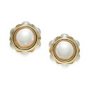 `[^[Nu fB[X sAXCO ANZT[ Gold-Tone Imitation Pearl Stud Earrings, Created for Macy's Gold/white