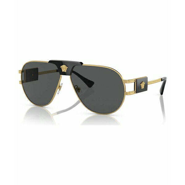 ヴェルサーチ ヴェルサーチ メンズ サングラス・アイウェア アクセサリー Men's Sunglasses, VE225263-X 63 Gold-Tone, Black