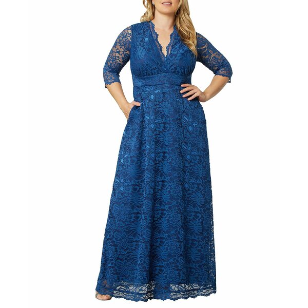 キヨナ レディース ワンピース トップス Women's Plus Size Maria Lace Evening Gown Nocturnal navy