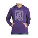 エルエーポップアート レディース カットソー トップス Women's Word Art Hooded Sweatshirt -Edgar Allen Poe - The Raven Purple