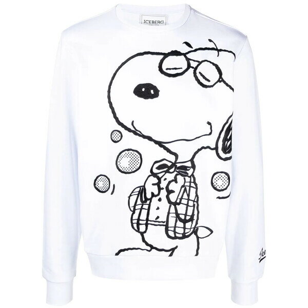 アイスバーグ メンズ パーカー・スウェットシャツ アウター x Peanuts Snoopy プリント スウェットシャツ white/black