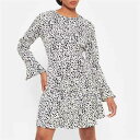 【送料無料】 アイソウイットファースト レディース ワンピース トップス Printed Frill Hem Smock Dress CREAM DALMATIAN