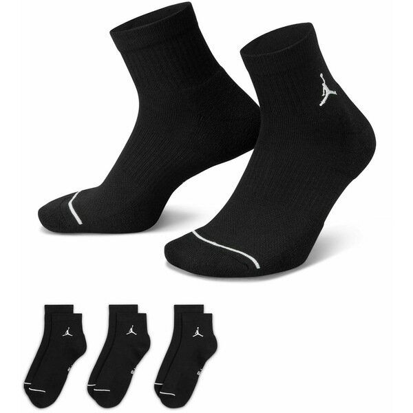 W[_ Y C A_[EFA Jordan Everyday Ankle Socks - 3 Pack Black/Black