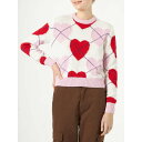 エムシーツーセイントバース レディース ニット&セーター アウター Woman Brushed Cropped Sweater With Heart Pattern MULTICOLOR