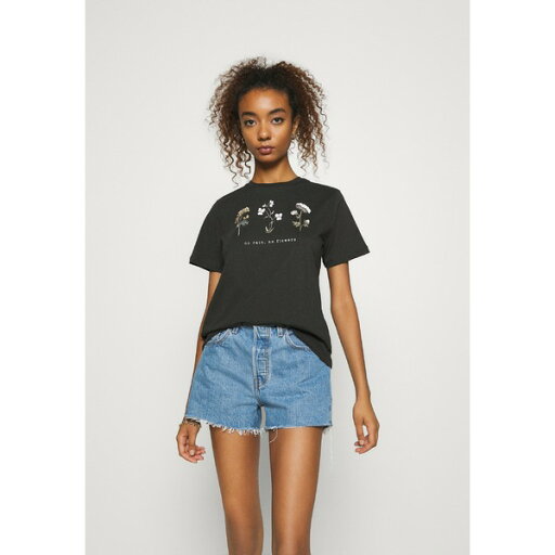 イーブン アンド オド レディース Tシャツ トップス Print T-shirt - anthracite