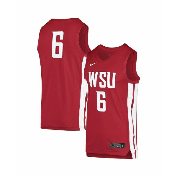 ナイキ メンズ パーカー・スウェットシャツ アウター Men's #6 Crimson Washington State Cougars Replica Basketball Jersey Crimson