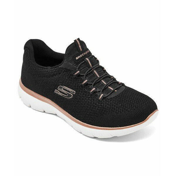 スケッチャーズ レディース スニーカー シューズ Women's Summits - Cool Classic Walking Sneakers from Finish Line Black, Gold-Tone, White