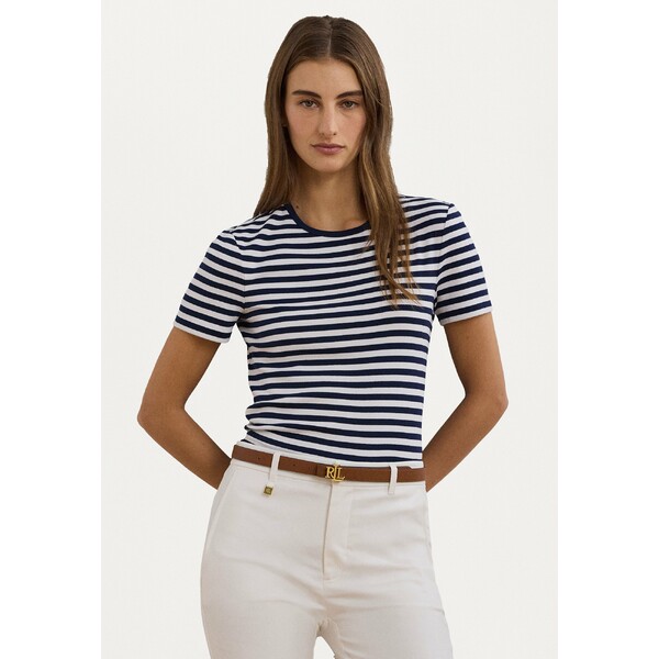 ラルフローレン レディース Tシャツ トップス STRIPED STRETCH COTTON CREWNECK TEE - Print T-shirt - refined navy/white