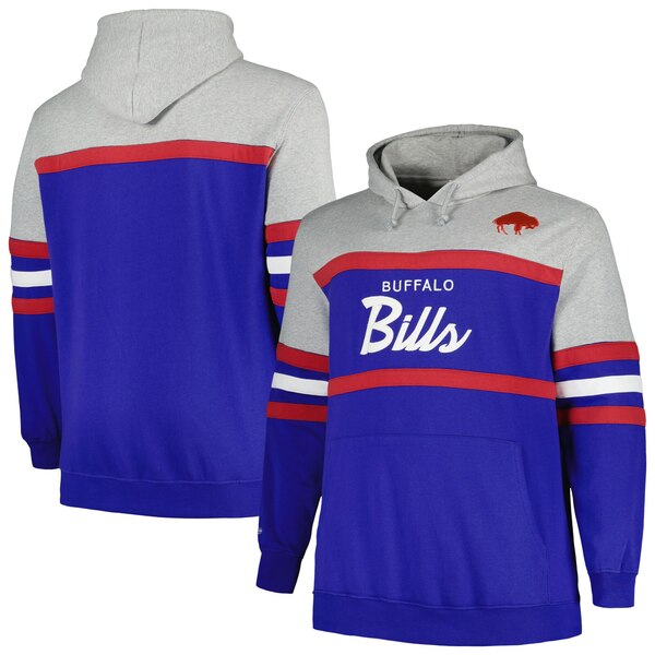 ߥå&ͥ  ѡåȥ  Buffalo Bills Mitchell & Ness Big & Tall Head Coach Pullover Hoodie Heather Gray/Royal