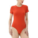 キミ アンド カイ レディース カットソー トップス Women's Crew Neck Basic Bodysuit Top Burnt Orange