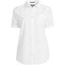 ランズエンド レディース カットソー トップス Women's Wrinkle Free No Iron Short Sleeve Shirt White(4)