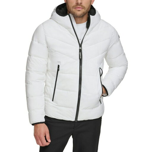 カルバンクライン メンズ ジャケット&ブルゾン アウター Men's Chevron Stretch Jacket With Sherpa Lined Hood White カルバンクライン メンズ ジャケット&ブルゾン アウター Men's Chevron Stretch Jacket With Sherpa Lined Hood White