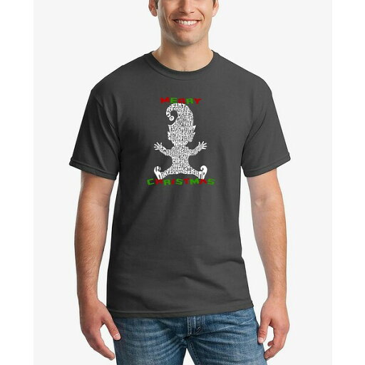 エルエーポップアート メンズ Tシャツ トップス Men's Christmas Elf Printed Word Art T-shirt Dark Gray エルエーポップアート メンズ Tシャツ トップス Men's Christmas Elf Printed Word Art T-shirt Dark Gray