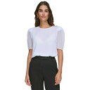 カルバンクライン レディース カットソー トップス Women's Elbow-Length Button-Sleeve Top White