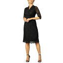 キヨナ レディース ワンピース トップス Women's Scalloped Boudoir Lace Cocktail Dress Onyx