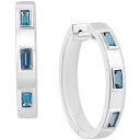 GtB[ RNV fB[X sAXCO ANZT[ EFFY&reg; London Blue Topaz Emerald-Cut Small Hoop Earrings (3/4 ct. t.w.) in Sterling Silver, 1