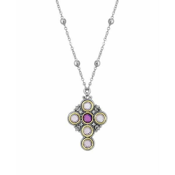 V{XIutFCX fB[X lbNXE`[J[Ey_ggbv ANZT[ Pewter Cross Round Crystals Necklace Purple