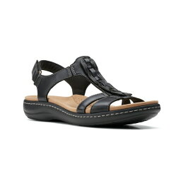 クラークス メンズ サンダル シューズ Laurieann Kay T-strap Slingback Sandals Black Leather