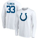 t@ieBNX Y TVc gbvX Indianapolis Colts Fanatics Branded Team Authentic Logo Personalized Name & Number Long Sleeve TShirt White