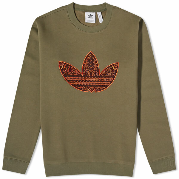 アディダス メンズ パーカー・スウェットシャツ アウター Adidas Corduroy Appliqu Sweatshirt Green