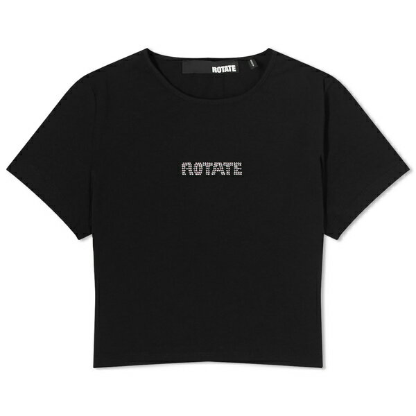 ローテート レディース カットソー トップス ROTATE Cropped Logo T-Shirt Black