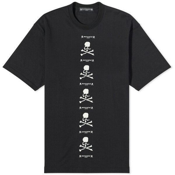 マスターマインド ジャパン メンズ Tシャツ トップス mastermind JAPAN Vertical Repeat Logo T-Shirt Black