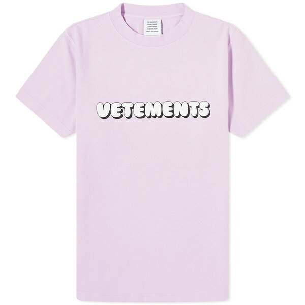 ヴェトモン レディース シャツ トップス VETEMENTS Bubble Gum Logo Fitted T-Shirt Pink