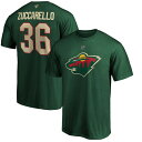 ファナティクス メンズ Tシャツ トップス Mats Zuccarello Minnesota Wild Fanatics Branded Authentic Stack Name & Number Team TShirt Green