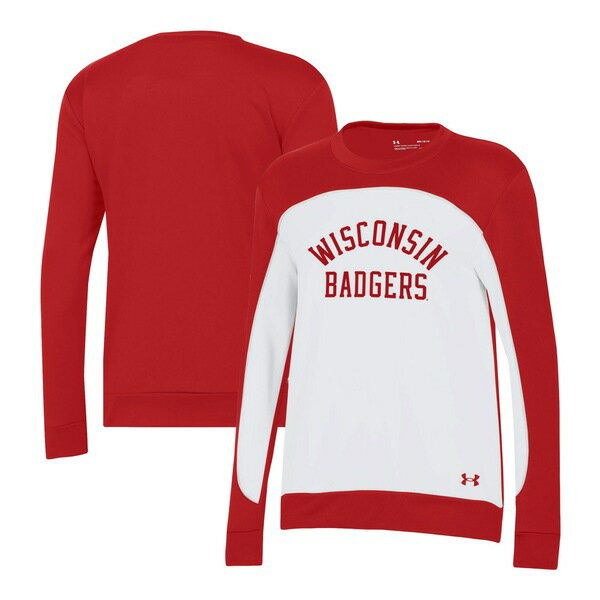 ޡ ǥ ѡåȥ  Wisconsin Badgers Under Armour Women's Colorblock Pullover Sweatshirt Red/White