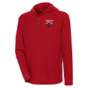 アンティグア メンズ パーカー・スウェットシャツ アウター Chicago Bulls Antigua Strong Hold Long Sleeve Henley Hoodie TShirt Red