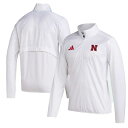 アディダス アディダス メンズ パーカー・スウェットシャツ アウター Nebraska Huskers adidas Sideline AEROREADY Raglan Sleeve QuarterZip Jacket White