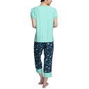 ヘインズ レディース Tシャツ トップス Women's Short Sleeve T-Shirt & Capri Pants Pajama Set Blue Belle Print