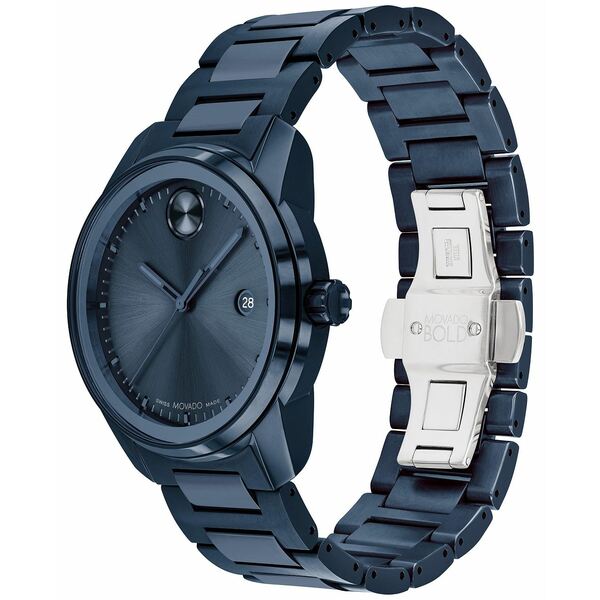 モバド モバド レディース 腕時計 アクセサリー Men's Swiss Bold Verso Blue Ion-Plated Steel Bracelet Watch 42mm Blue