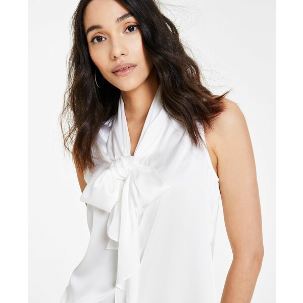 バースリー レディース シャツ トップス Women 039 s Tie-Neck Sleeveless Satin Blouse, Created for Macy 039 s Lily White