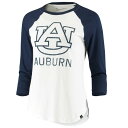 アンダーアーマー レディース Tシャツ トップス Auburn Tigers Under Armour Women 039 s Performance Cotton 3/4Sleeve Raglan TShirt White/Navy