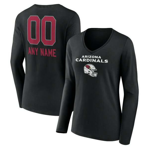 t@ieBNX fB[X TVc gbvX Arizona Cardinals Fanatics Branded Women's Personalized Name & Number Team Wordmark Long Sleeve VNeck TShirt Black