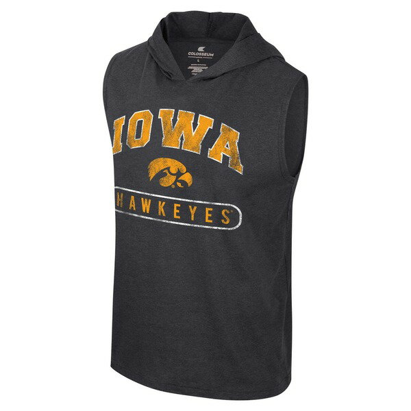 コロシアム メンズ Tシャツ トップス Iowa Hawkeyes Colosseum Varsity Sleeveless Hoodie Tank Top Black