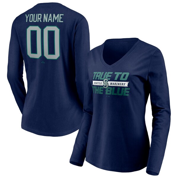 ファナティクス レディース Tシャツ トップス Seattle Mariners Fanatics Branded Women's Personalized Hometown Legend Long Sleeve VNeck TShirt Navy