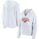 t@ieBNX fB[X p[J[EXEFbgVc AE^[ Virginia Tech Hokies Fanatics Branded Women's Striped Notch Neck Pullover Hoodie White