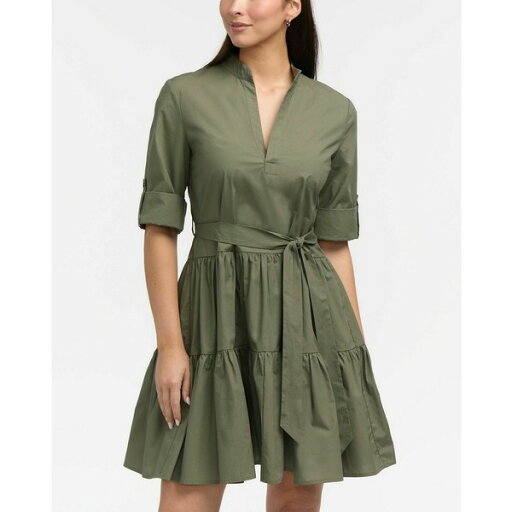 エレントレイシー レディース ワンピース トップス Women's Belted Tiered Shirt Dress Light olive エレントレイシー レディース ワンピース トップス Women's Belted Tiered Shirt Dress Light olive